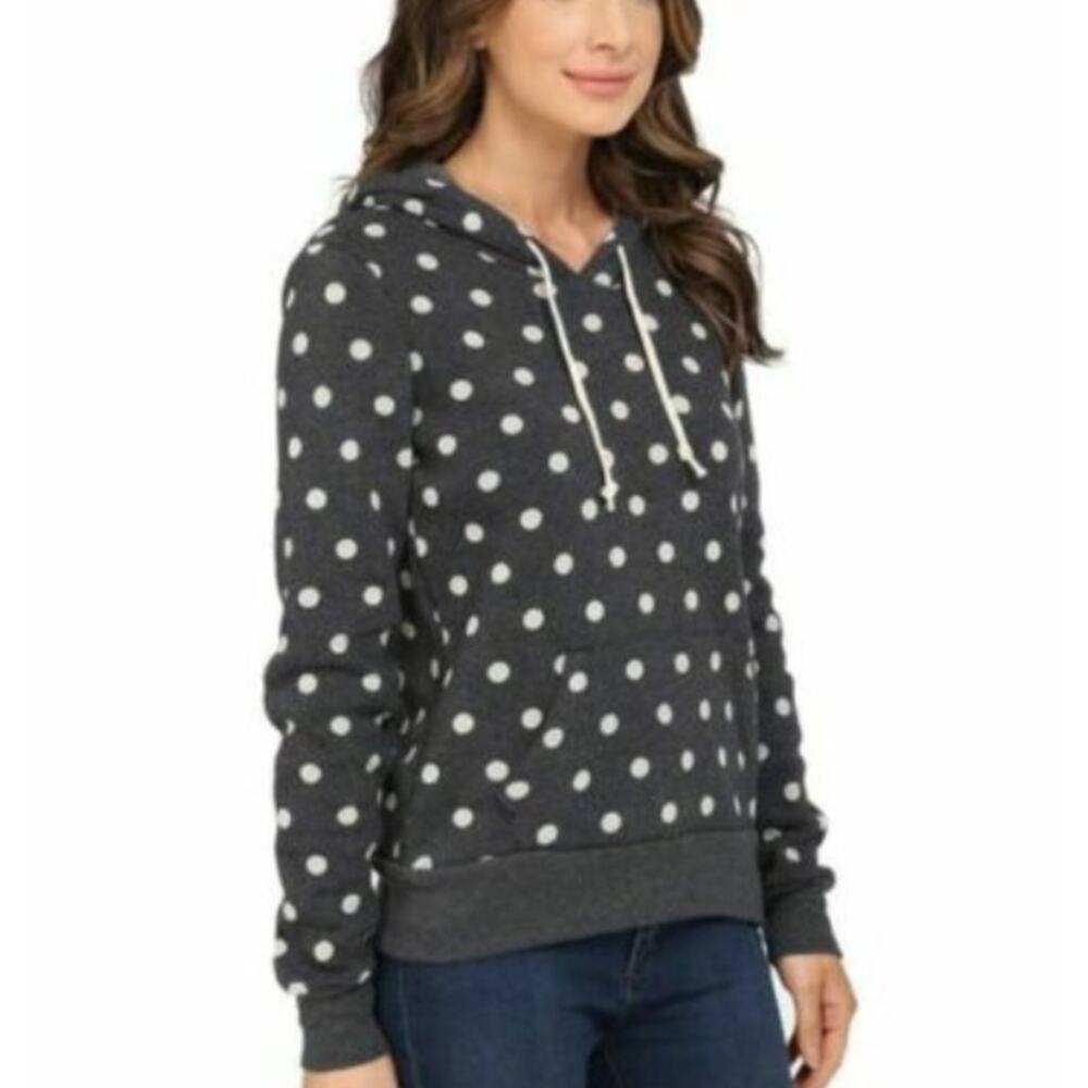 Alternative Eco Fleece ‎ Gray White Polka Dot Hoodie Women's Medium Casual Layer